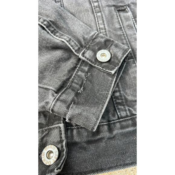 Wishlist Jacket Women Size Small Black Denim Button Front Collared Trucker - Picture 4 of 8